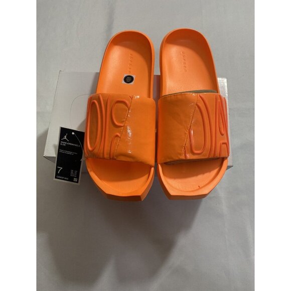New Womens Size 7 Orange Jordan Nola Slides CZ8027 800 - Picture 1 of 9
